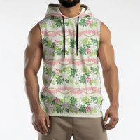 Monstera Tiare Plumeria Lei Pattern Sleeveless Hoodie Green Version LT01 - Polynesian Pride