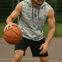 Monstera Tiare Plumeria Lei Pattern Sleeveless Hoodie Green Version LT01 - Polynesian Pride