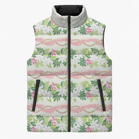 Monstera Tiare Plumeria Lei Pattern Sleeveless Puffer Jacket Green Version LT01 Unisex Green - Polynesian Pride