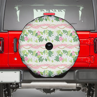 Monstera Tiare Plumeria Lei Pattern Spare Tire Cover Green Version