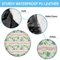 Monstera Tiare Plumeria Lei Pattern Spare Tire Cover Green Version