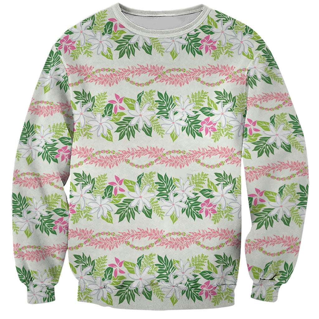 Monstera Tiare Plumeria Lei Pattern Sweatshirt Green Version LT01 Unisex Green - Polynesian Pride