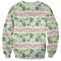 Monstera Tiare Plumeria Lei Pattern Sweatshirt Green Version LT01 Unisex Green - Polynesian Pride
