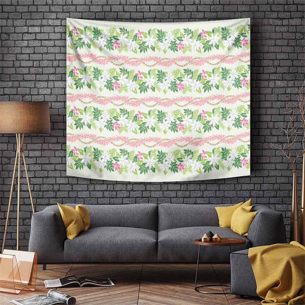 Monstera Tiare Plumeria Lei Pattern Tapestry Green Version LT01 Green - Polynesian Pride