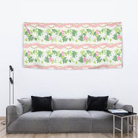 Monstera Tiare Plumeria Lei Pattern Tapestry Green Version LT01 - Polynesian Pride