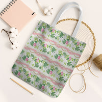 Monstera Tiare Plumeria Lei Pattern Tote Bag Green Version LT01 White Strap One Size Green - Polynesian Pride