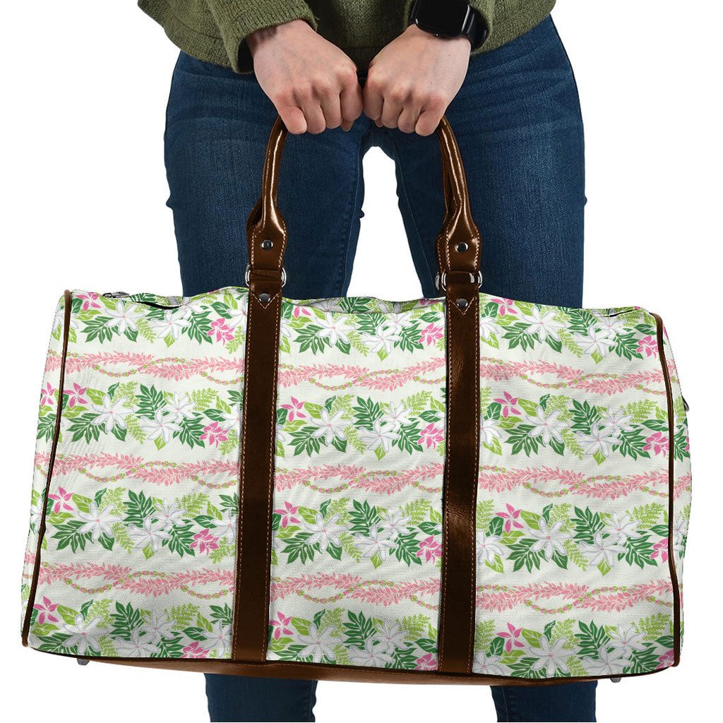 Monstera Tiare Plumeria Lei Pattern Travel Bag Green Version LT01 Green - Polynesian Pride