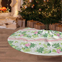 Monstera Tiare Plumeria Lei Pattern Tree Skirt Green Version