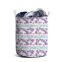 Monstera Tiare Plumeria Lei Pattern Laundry Basket Purple Version LT01 - Polynesian Pride