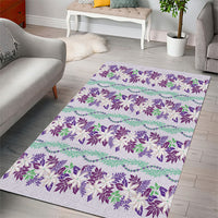 Monstera Tiare Plumeria Lei Pattern Area Rug Purple Version LT01 - Polynesian Pride