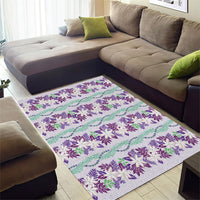 Monstera Tiare Plumeria Lei Pattern Area Rug Purple Version LT01 - Polynesian Pride