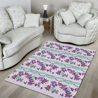 Monstera Tiare Plumeria Lei Pattern Area Rug Purple Version LT01 - Polynesian Pride