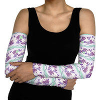 Monstera Tiare Plumeria Lei Pattern Arm Sleeves Purple Version LT01 - Polynesian Pride