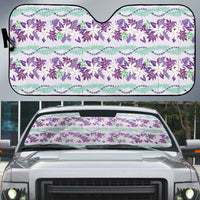 Monstera Tiare Plumeria Lei Pattern Auto Sun Shade Purple Version LT01 Purple - Polynesian Pride