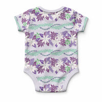 Monstera Tiare Plumeria Lei Pattern Baby Onesie Purple Version LT01 - Polynesian Pride