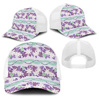 Monstera Tiare Plumeria Lei Pattern Baseball Net Cap Purple Version LT01 - Polynesian Pride