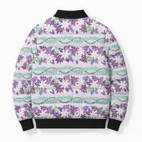 Monstera Tiare Plumeria Lei Pattern Bomber Puffer Jacket Purple Version LT01 - Polynesian Pride
