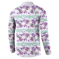 Monstera Tiare Plumeria Lei Pattern Button Sweatshirt Purple Version LT01 - Polynesian Pride