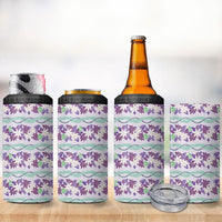 Monstera Tiare Plumeria Lei Pattern 4 in 1 Can Cooler Tumbler Purple Version LT01 - Polynesian Pride