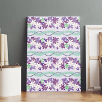 Monstera Tiare Plumeria Lei Pattern Canvas Wall Art Purple Version LT01 - Polynesian Pride