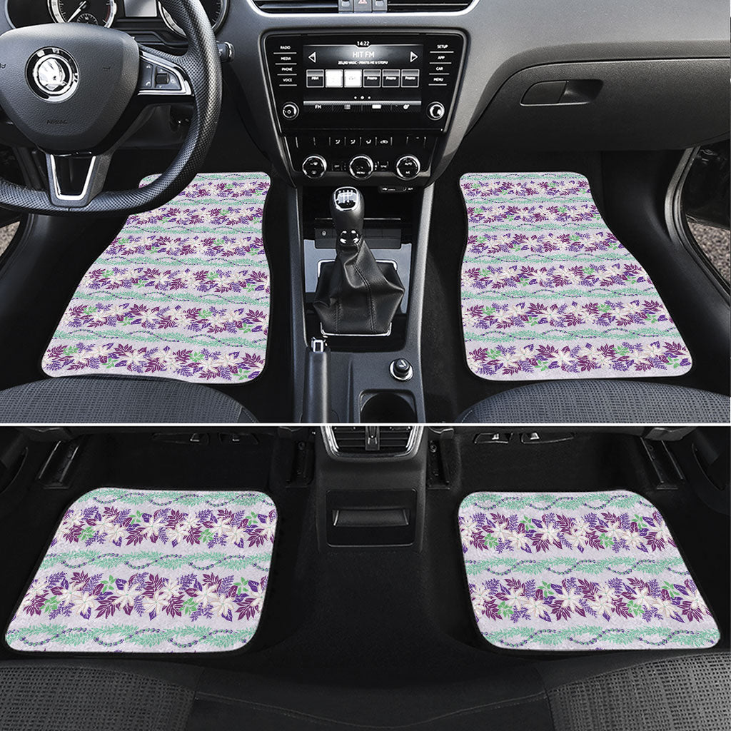 Monstera Tiare Plumeria Lei Pattern Car Mats Purple Version