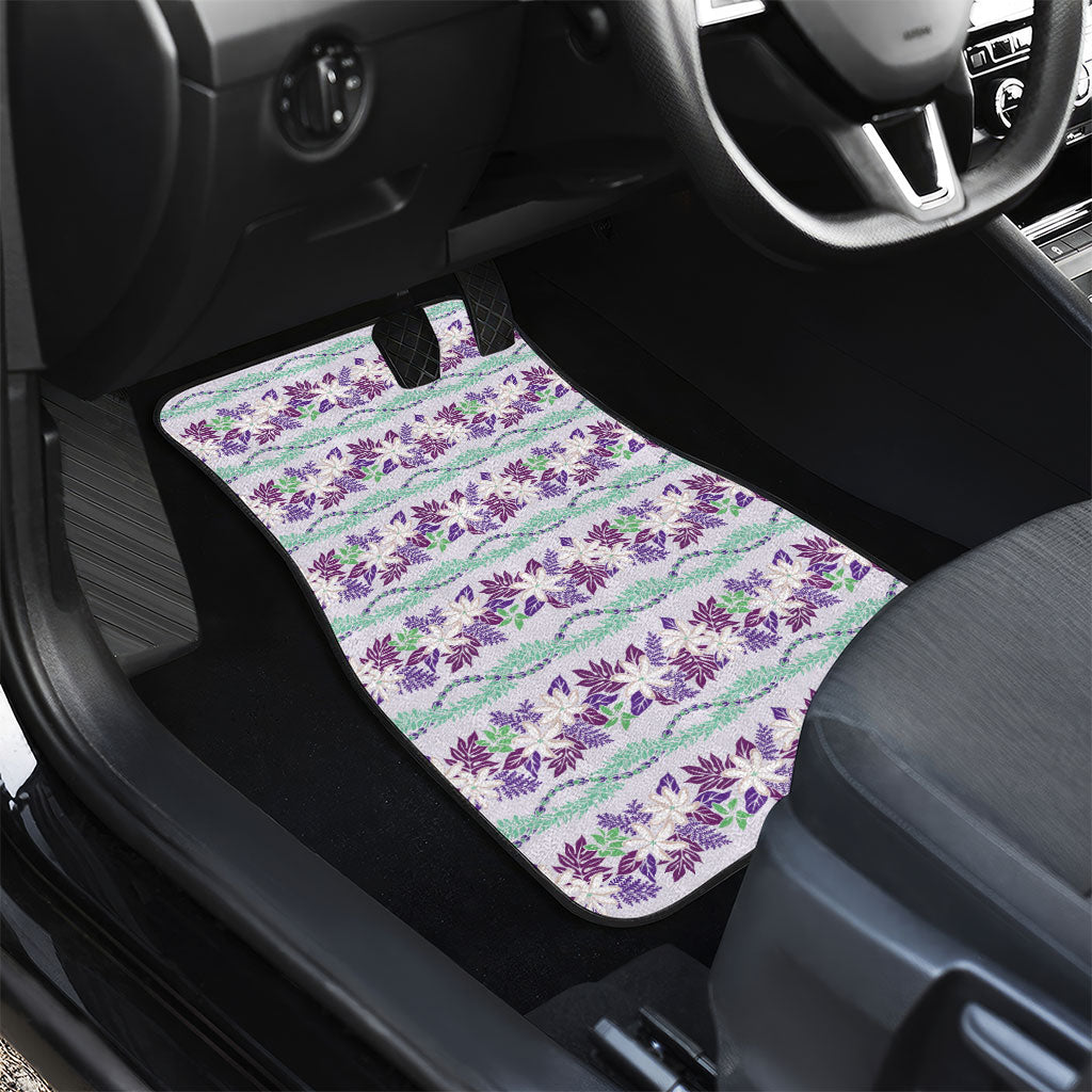 Monstera Tiare Plumeria Lei Pattern Car Mats Purple Version LT01 - Polynesian Pride