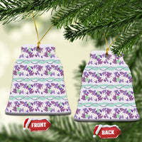 Monstera Tiare Plumeria Lei Pattern Ceramic Ornament Purple Version LT01 Bell Flake Purple - Polynesian Pride