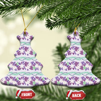 Monstera Tiare Plumeria Lei Pattern Ceramic Ornament Purple Version LT01 Christmas Tree Purple - Polynesian Pride