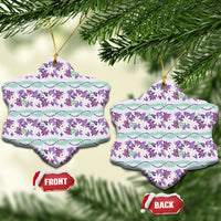 Monstera Tiare Plumeria Lei Pattern Ceramic Ornament Purple Version LT01 Snow Flake Purple - Polynesian Pride