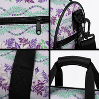 Monstera Tiare Plumeria Lei Pattern Duffle Bag Purple Version