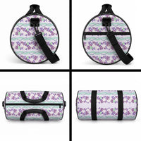 Monstera Tiare Plumeria Lei Pattern Duffle Bag Purple Version