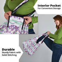Monstera Tiare Plumeria Lei Pattern Grocery Bag Purple Version