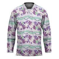 Monstera Tiare Plumeria Lei Pattern Hockey Jersey Purple Version