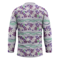 Monstera Tiare Plumeria Lei Pattern Hockey Jersey Purple Version
