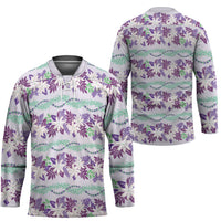 Monstera Tiare Plumeria Lei Pattern Hockey Jersey Purple Version