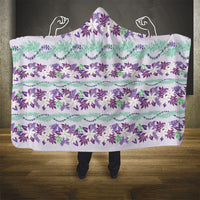 Monstera Tiare Plumeria Lei Pattern Hooded Blanket Purple Version LT01 - Polynesian Pride