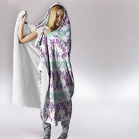 Monstera Tiare Plumeria Lei Pattern Hooded Blanket Purple Version LT01 - Polynesian Pride