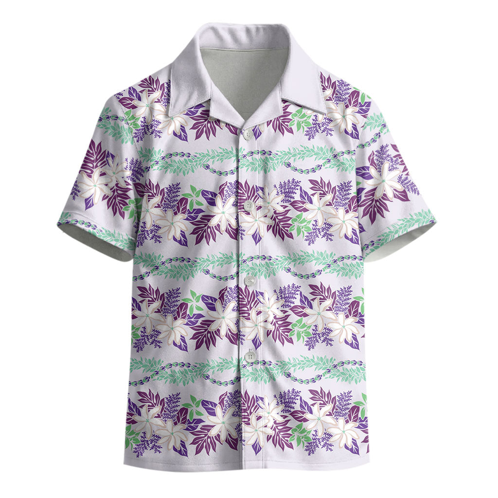 Monstera Tiare Plumeria Lei Pattern Kid Hawaiian Shirt Purple Version LT01 - Polynesian Pride