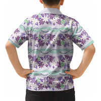 Monstera Tiare Plumeria Lei Pattern Kid Hawaiian Shirt Purple Version LT01 - Polynesian Pride