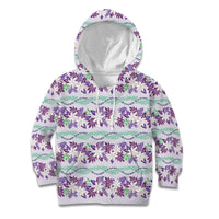 Monstera Tiare Plumeria Lei Pattern Kid Hoodie Purple Version LT01 Hoodie Purple - Polynesian Pride
