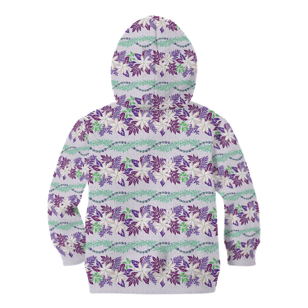 Monstera Tiare Plumeria Lei Pattern Kid Hoodie Purple Version LT01 - Polynesian Pride