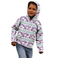 Monstera Tiare Plumeria Lei Pattern Kid Hoodie Purple Version LT01 - Polynesian Pride
