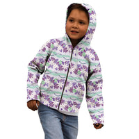 Monstera Tiare Plumeria Lei Pattern Kid Hoodie Purple Version LT01 - Polynesian Pride
