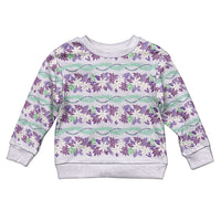 Monstera Tiare Plumeria Lei Pattern Kid Ugly Christmas Sweater Purple Version LT01 Kid Purple - Polynesian Pride