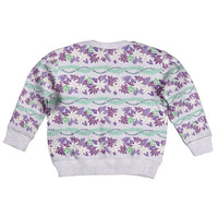 Monstera Tiare Plumeria Lei Pattern Kid Ugly Christmas Sweater Purple Version LT01 - Polynesian Pride
