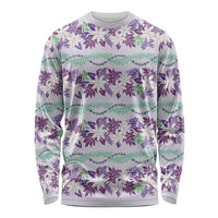 Monstera Tiare Plumeria Lei Pattern Long Sleeve Shirt Purple Version