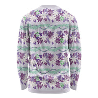 Monstera Tiare Plumeria Lei Pattern Long Sleeve Shirt Purple Version