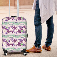 Monstera Tiare Plumeria Lei Pattern Luggage Cover Purple Version LT01 Purple - Polynesian Pride