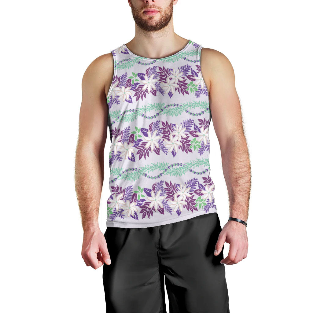 Monstera Tiare Plumeria Lei Pattern Men Tank Top Purple Version LT01 - Polynesian Pride