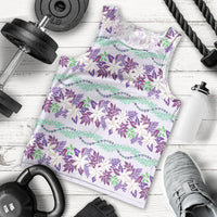 Monstera Tiare Plumeria Lei Pattern Men Tank Top Purple Version LT01 - Polynesian Pride